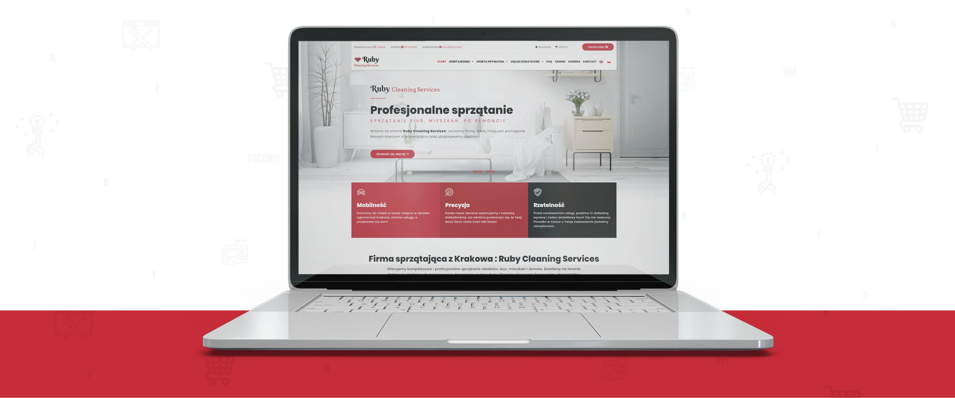 Responsywna strona sprzedażowa dla Ruby Cleaning Service firmy sprzątającej z Krakowa